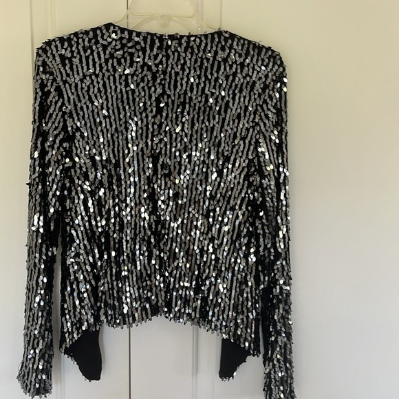 NWT Shiny Silver pallets on Black Cardigan S - Picture 2 of 5